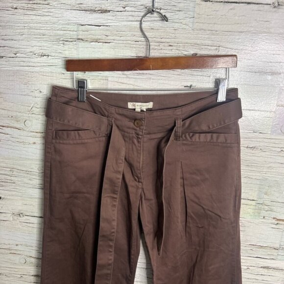BCBGeneration flare-leg pants brown front pant cotton tie belt NWT size 6 - Picture 3 of 8